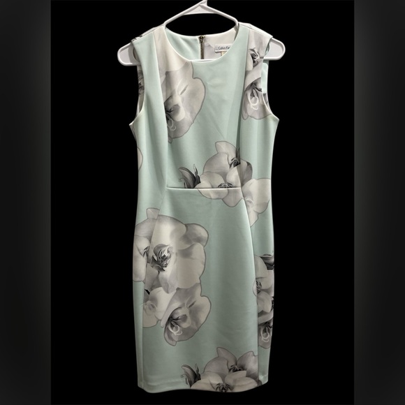 Calvin Klein Green Sheath Dress Crew Neck Midi - Picture 3 of 8